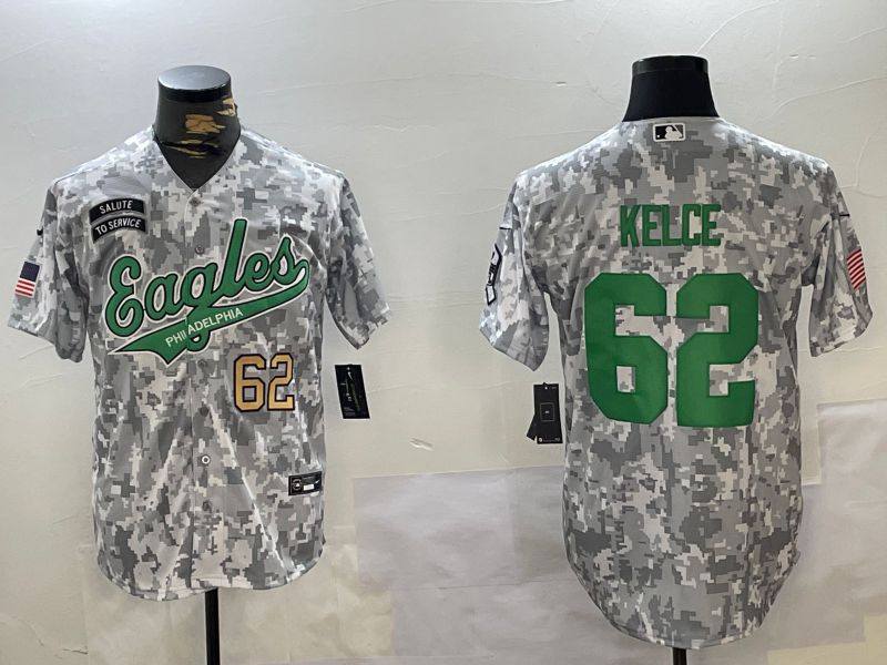 Men Philadelphia Eagles 62 Kelce Nike Arctic Camo 2024 Salute to Service Limited NFL Jersey style 2